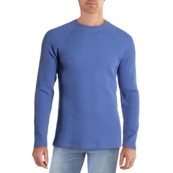 Theory Men’s River Top Waffle Knit Blue Size XXL Organic Cotton - Picture 1 of 7